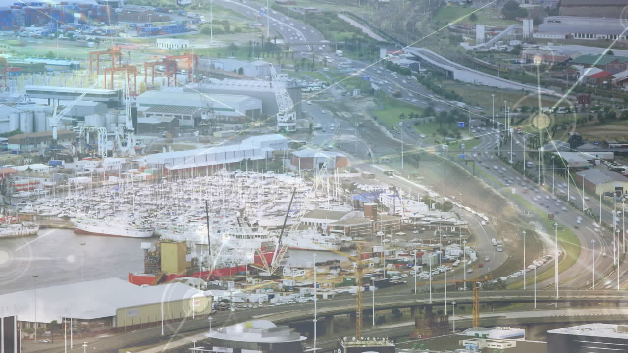 도시 풍경에 대한 연결 네트워크의 애니메이션