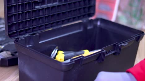 a close up view of a handyman's toolbox