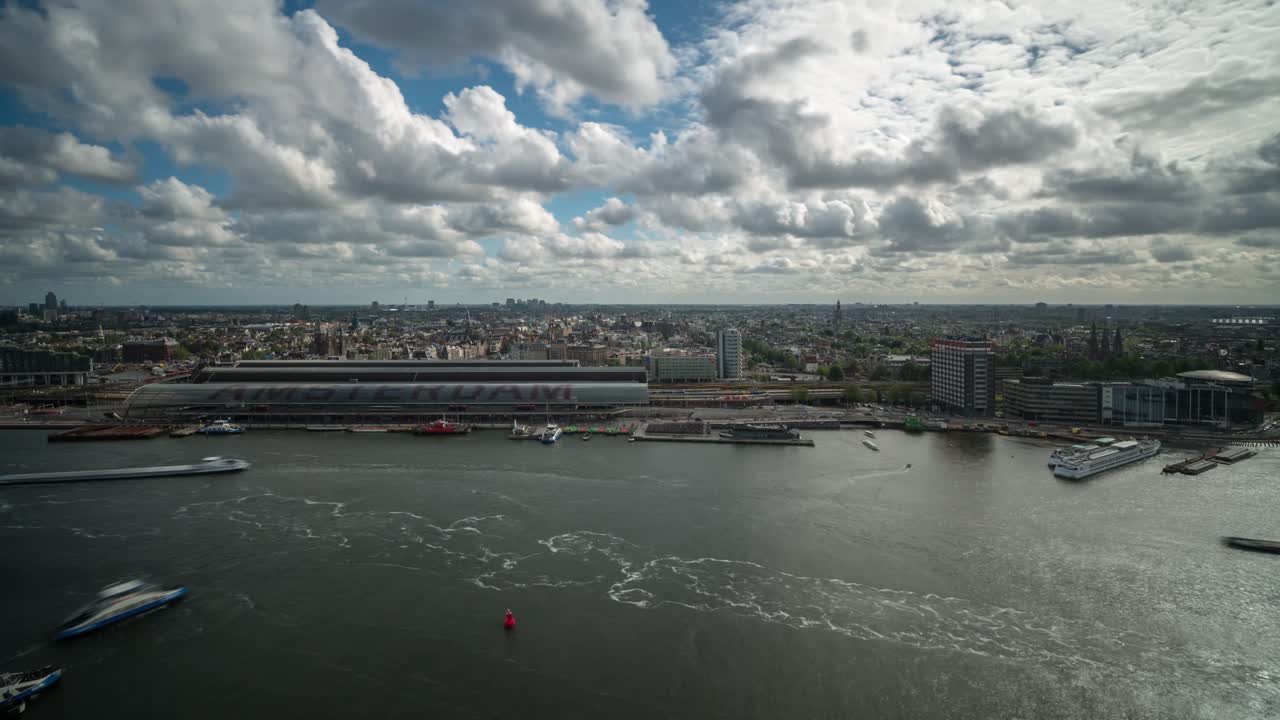 Timelapse video of the view over the IJ river, looking of the Central Station towards the South side of the City.