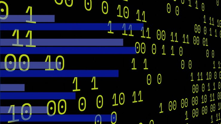 Animation of graphs and looping binary codes over black background