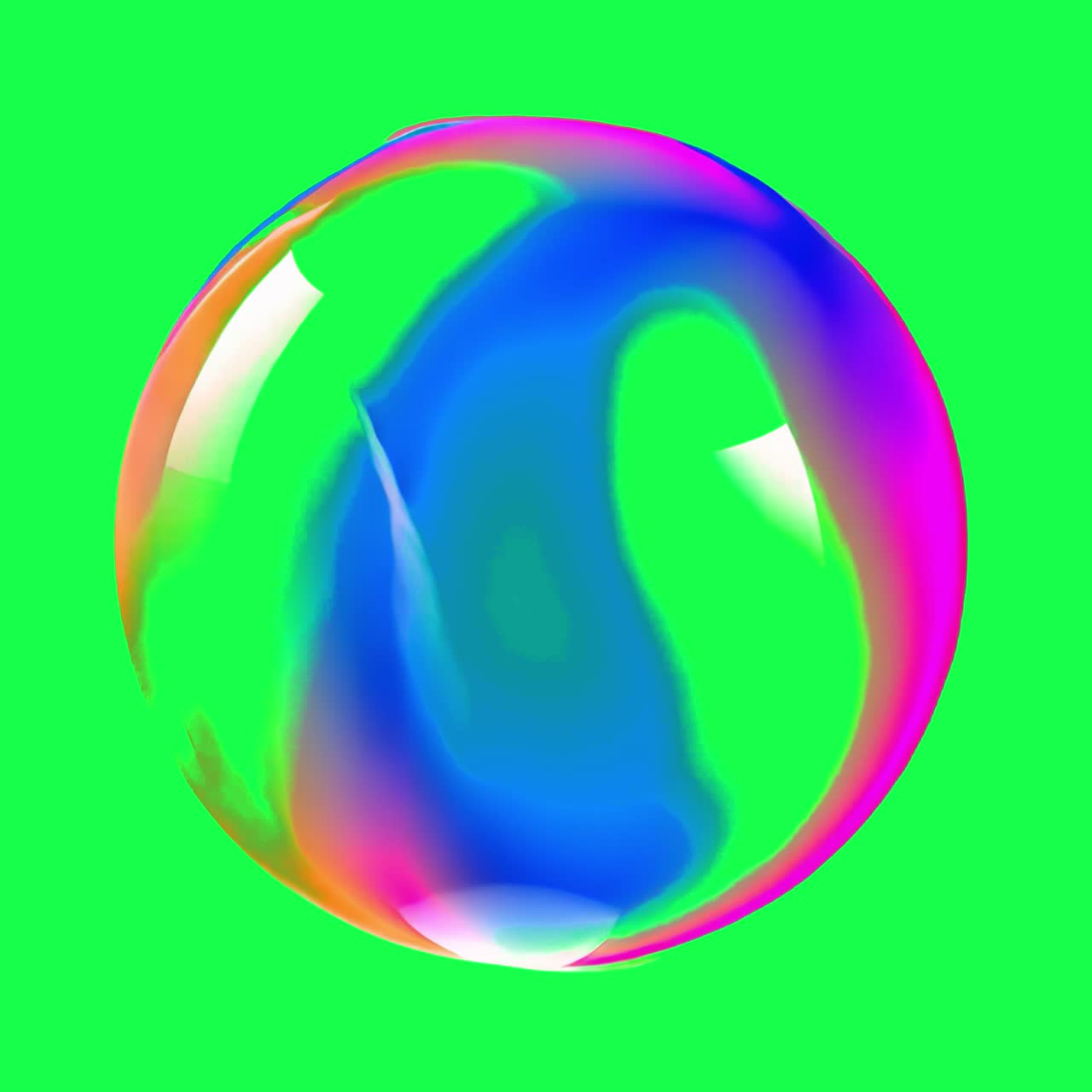 Sfera astratta vivace e colorata trasparente, video 4K, green screen