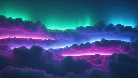 Vibrant Glowing Clouds Under Aurora Sky