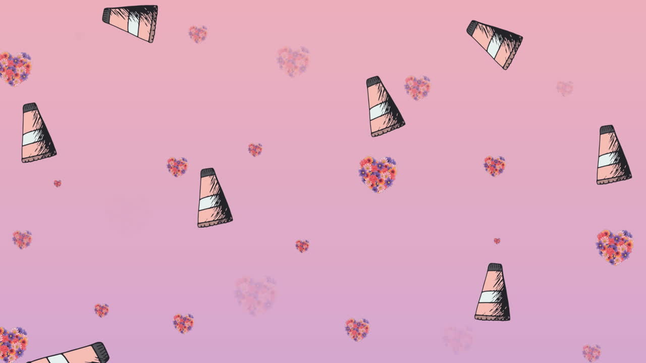 분홍색 배경 에 있는 패션 아이템 의 애니메이션