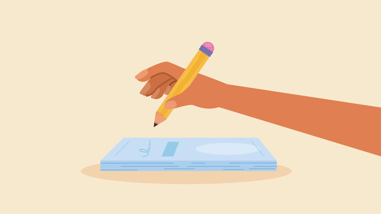 문서 애니메이션에서 손으로 쓰는 것