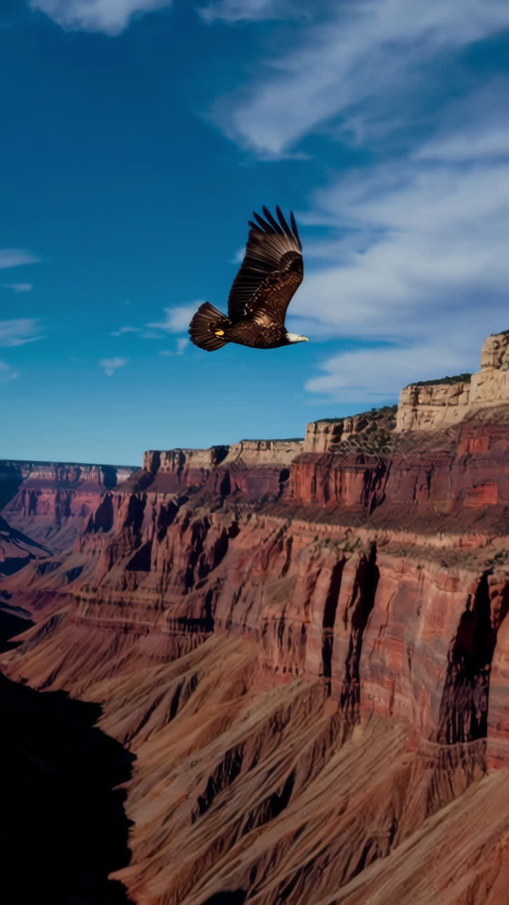 Aquila calva che si libra sopra il Grand Canyon