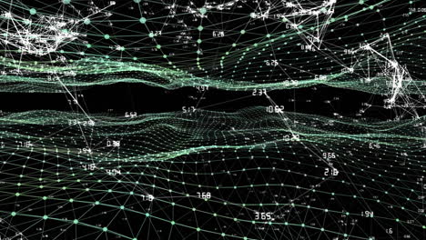 Network of connections against digital wave on black background