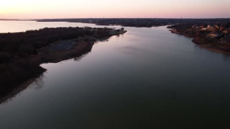 aerial footage of pilot knoll on lake lewisville in texas