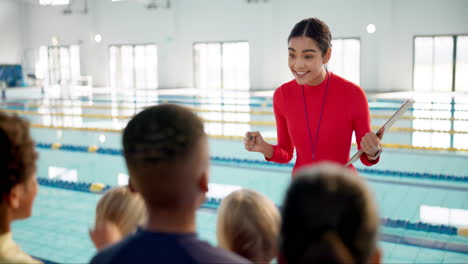 swimming lesson with an instructor