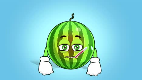 cartoon watermelon face animation ill fever with luma matte