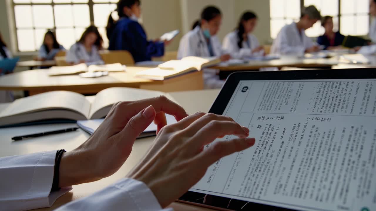 Medical Students Studying in Classroom