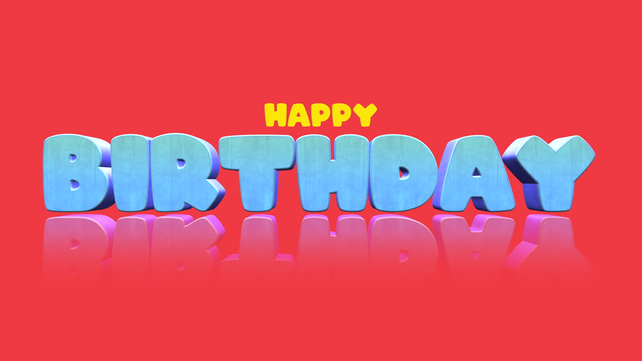 texto de feliz cumpleaños azul de dibujos animados en gradiente de moda rojo