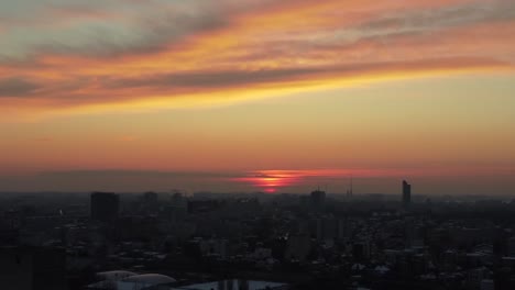 beautiful sunset shot from above in the city