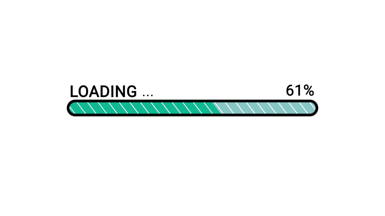 Loading Bar Animation with Percentage Progress on White Background