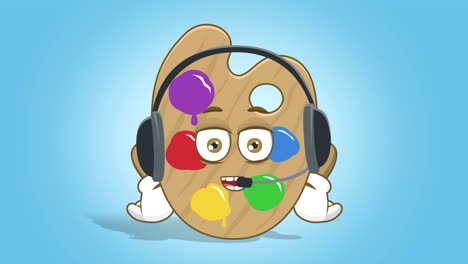 artista de dibujos animados paleta de colores operador de llamada con animación facial alfa mate
