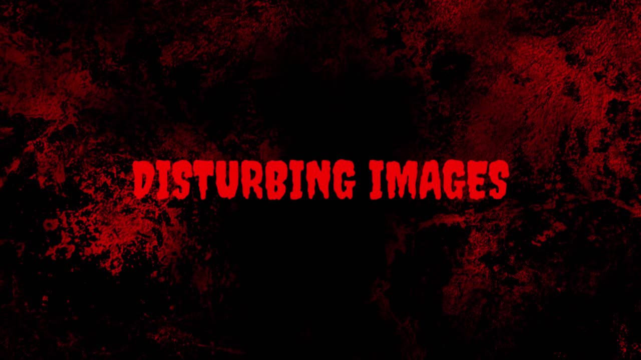 Flickering 'Disturbing Images' Warning Text on Grunge Background