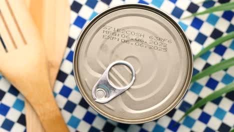 expire date on food can on white background