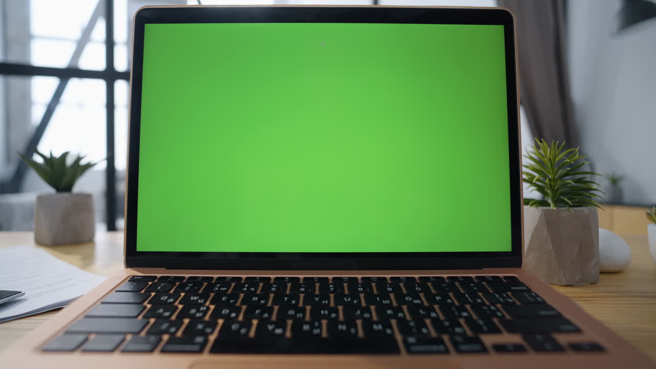 Freelancer finger pressing mockup laptop for internet surfing at home closeup