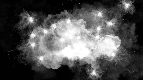endless zooming out from the field of colorful explosions.