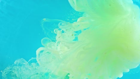 yellow and blue ink in water