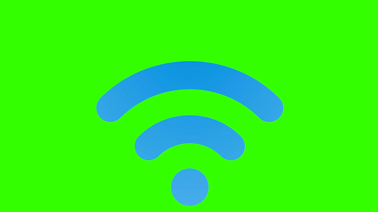 símbolo wifi recurso gráfico claveable pantalla verde bucle de animación azul