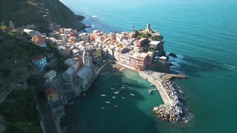 amazing aerial view of iconic cinque terre town of vernazza