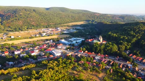 Drone-shot-of-Hronsky-Benadik-small-village-in-Slovakian-countryside