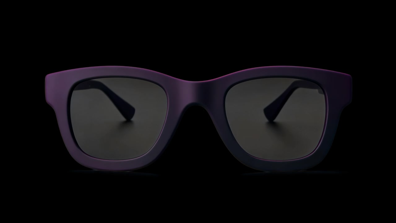Stylish Purple Sunglasses Isolated on a Black Background