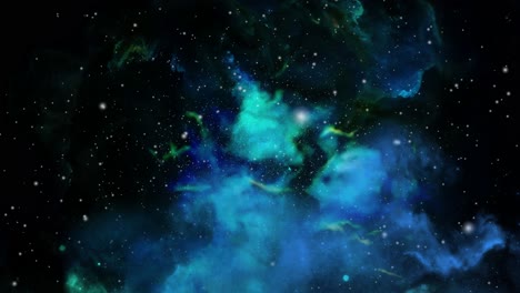 blue nebula clouds moving and floating in the universe