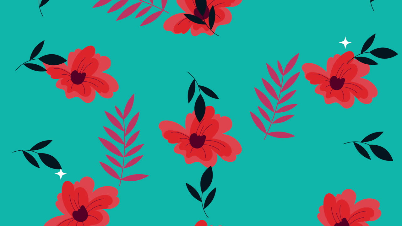 flores hermosas animación de patrón de jardín