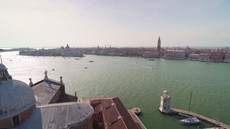 aerial views of venice from san giorgio maggiore bell tower on a sunny day