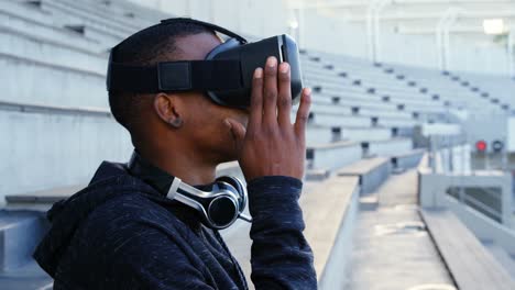 disabled athletic using virtual reality headset 4k