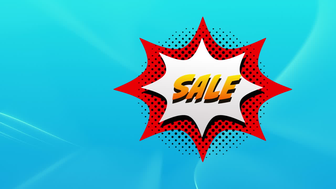 venta de texto sobre burbuja de habla retro contra ondas digitales en fondo azul