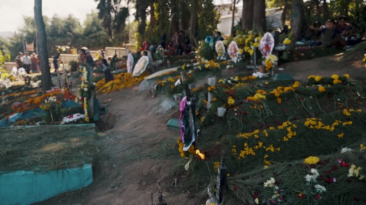 Flowers At The Graveyard In The Town Of Sumpango During Día de Los Muertos In Sacatepéquez, Guatemala