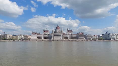 the hungarian parliament building in budapest, hungary on a sunny day