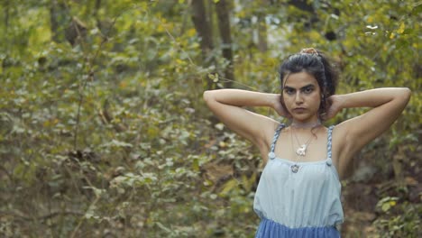 Woman's-determined-look-amidst-nature's-beauty