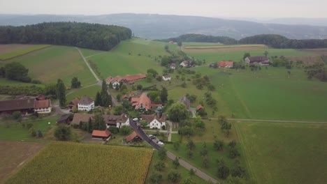 drone shot of a very small village in switzerland