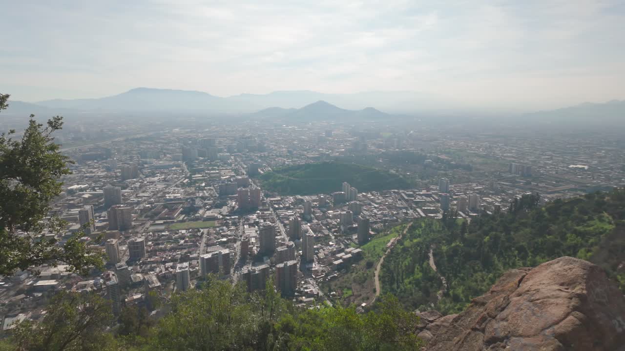 Panning shot of the city of Santiago
