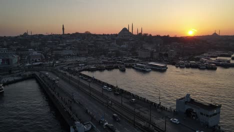 suleymaniye mosque in the sunset drone video fatih, istanbul turkey