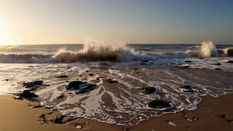 coastal waves at sunrise/sunset