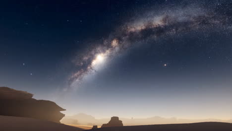 milky way over a desert landscape