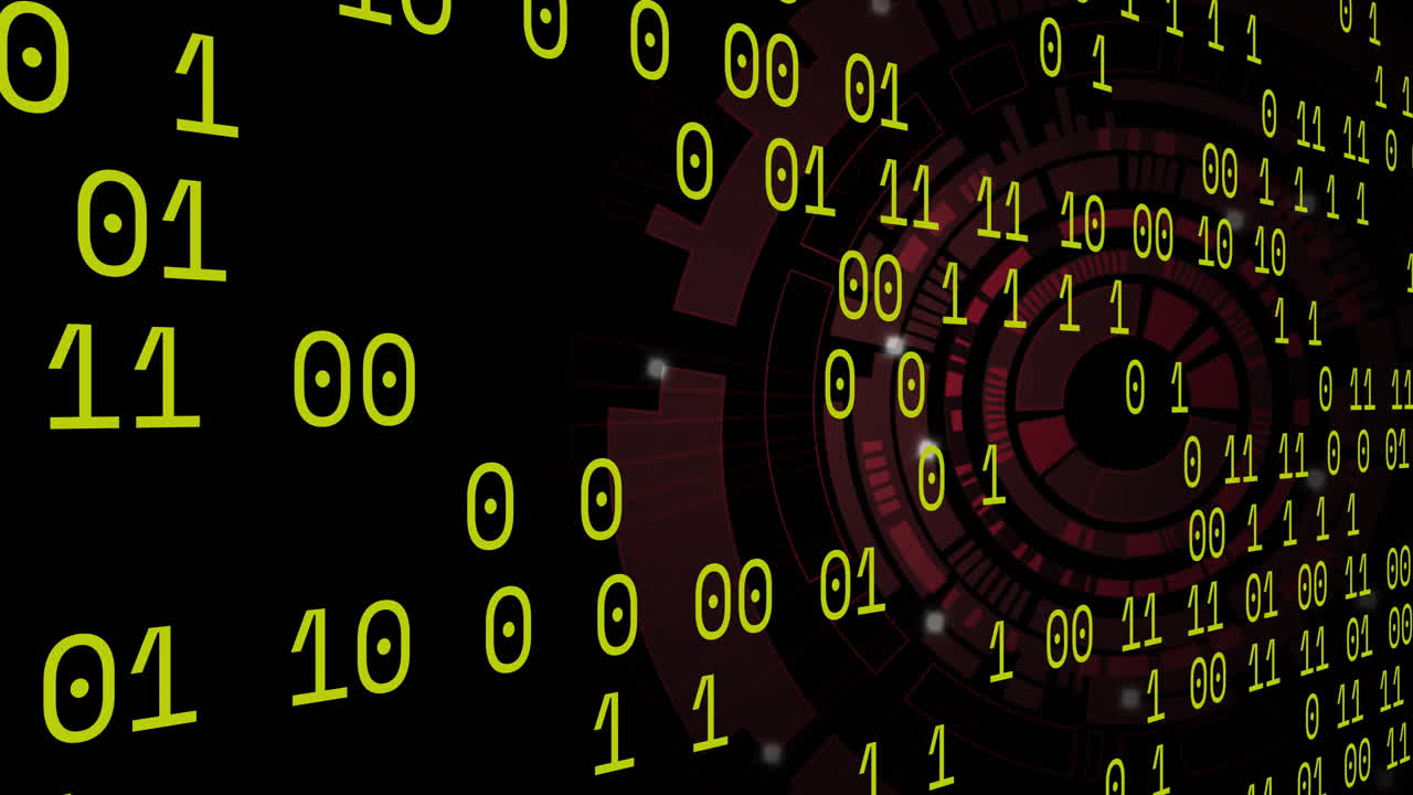 animación del procesamiento de datos financieros a través de codificación binaria