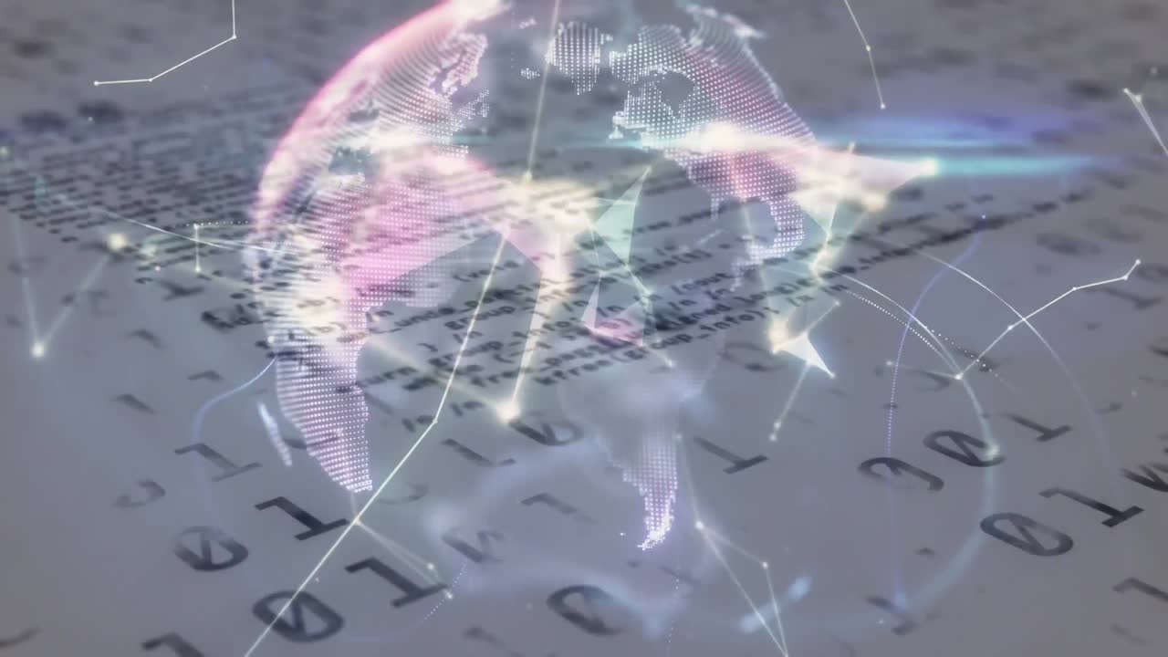 데이터 처리를 통해 지구와의 연결 네트워크의 애니메이션