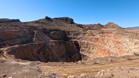 open pit mine in arid desert landscape
