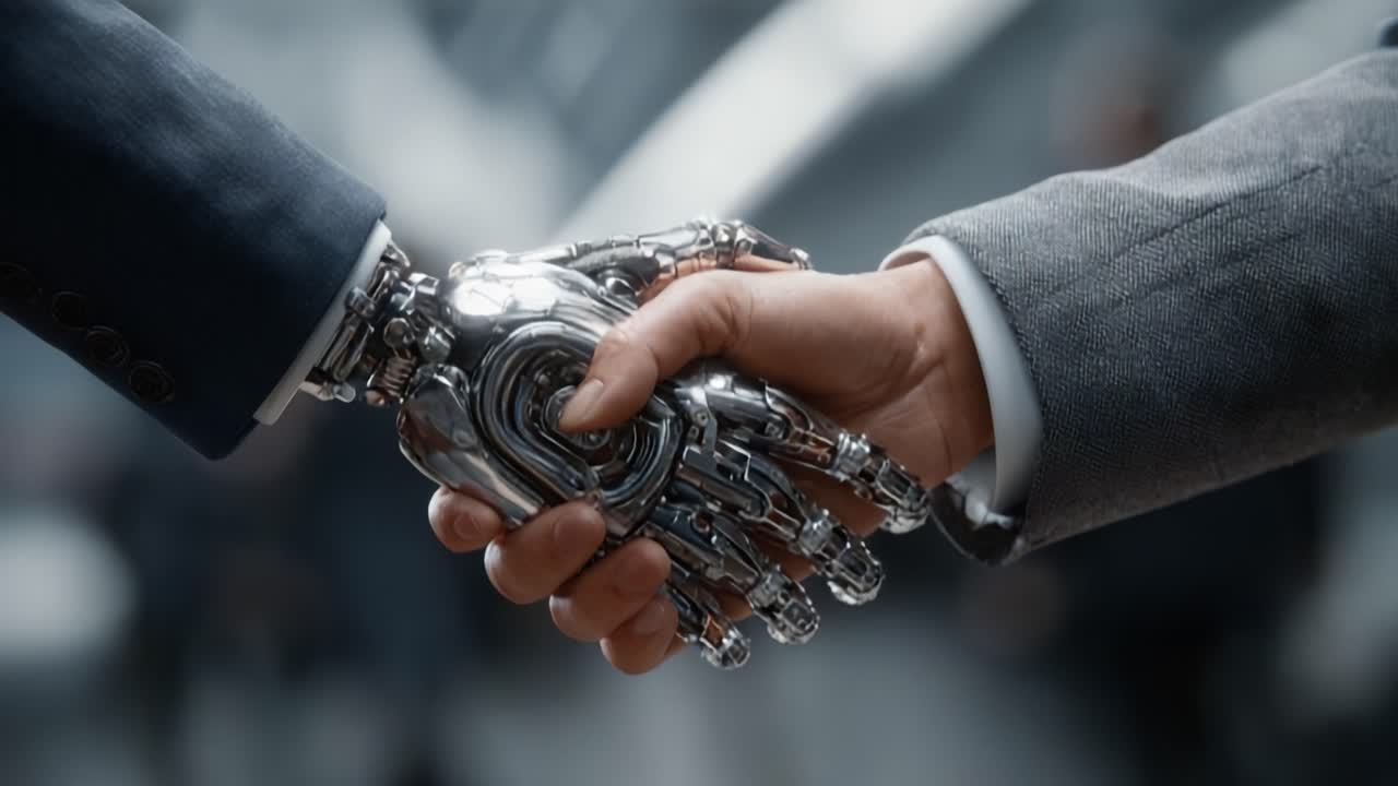An Intriguing Exchange Between Human and Robot: Exploring Technology's Evolving Relationship Through a Unique Handshake Gesture
