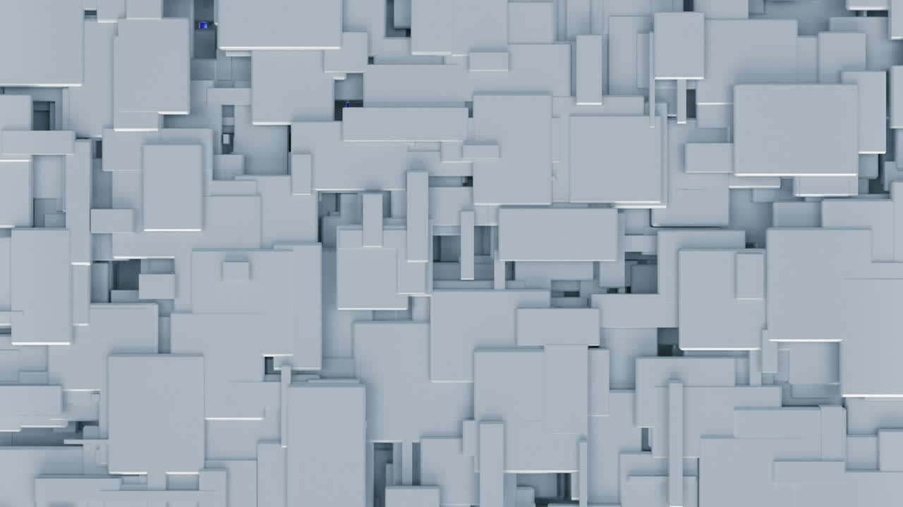 animación de bloques 3d azules que cubren un fondo abstracto