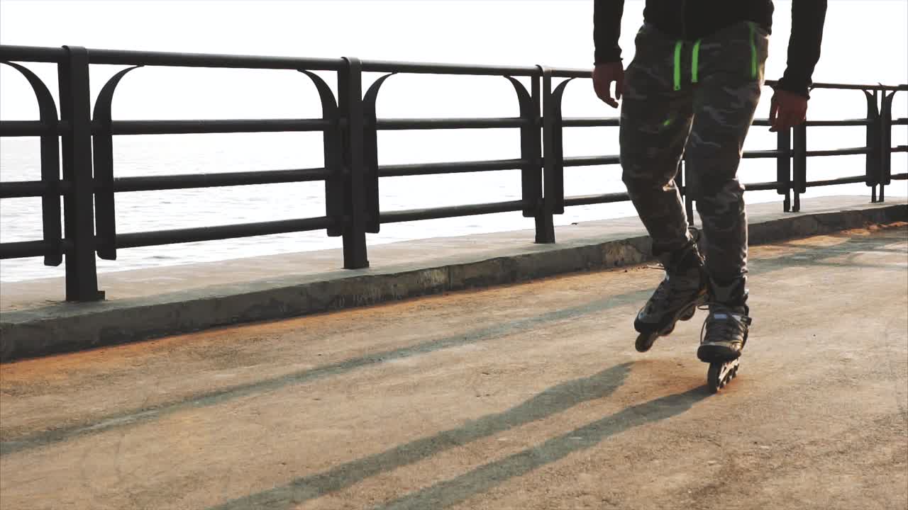 Person Rollerblading at the Waterfront