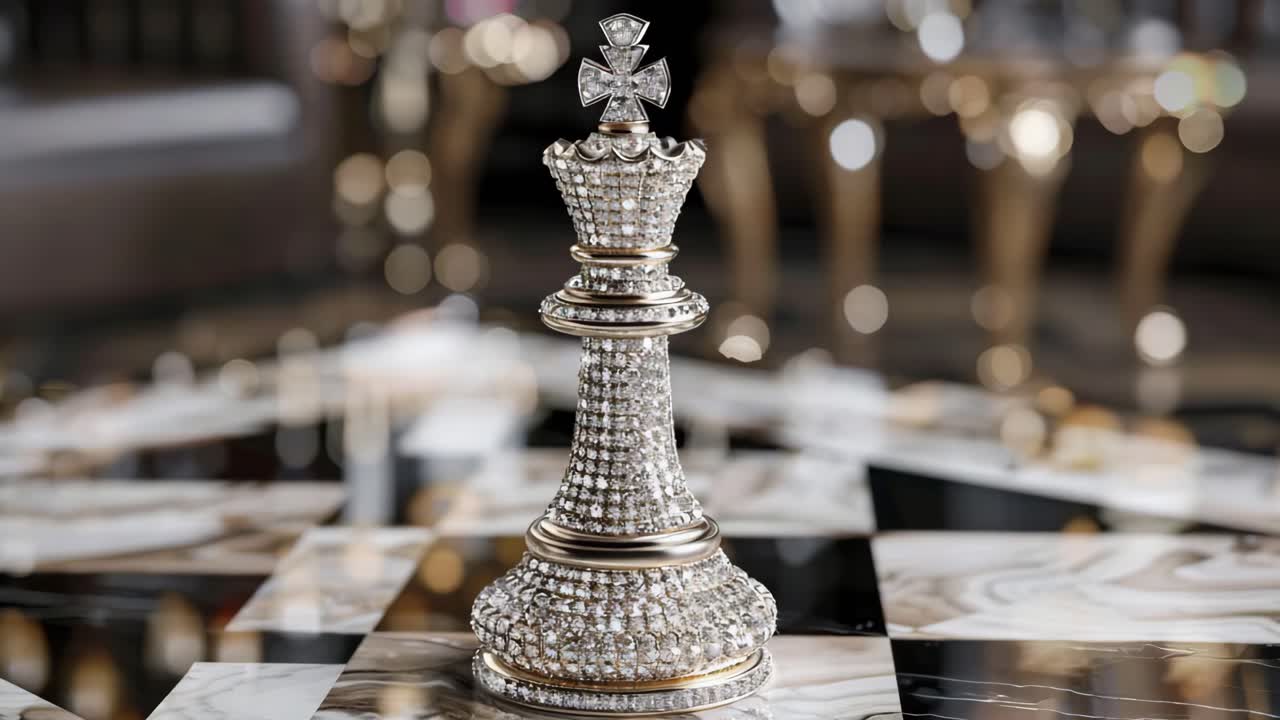 Luxury Ornate Gold and Crystal Chess King