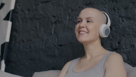 woman with headphones enjoying music
