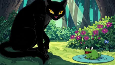 la historia del gato negro y la rana