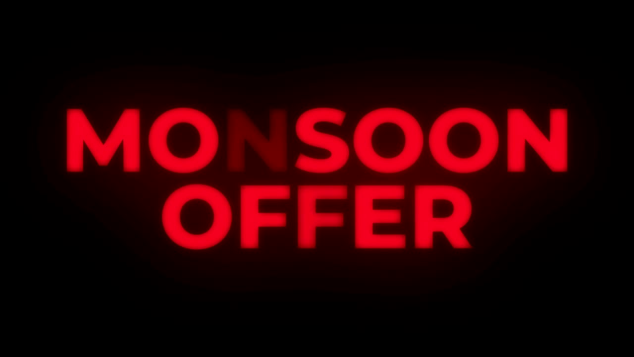 Monsoon Sale Text Flickering Display Promotional Loop.